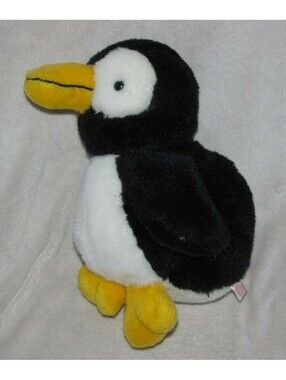 Commonwealth Stuffed Plush Black White Yellow Bird Penguin 11"